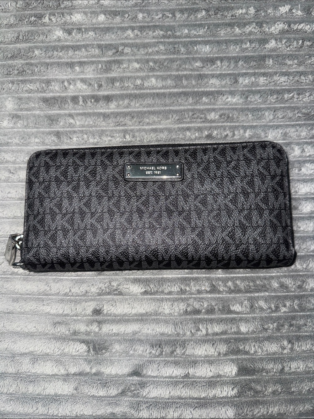 Michael Kors Black MK Signature Zip-Around Wallet